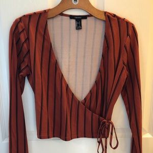 Dark Orange Striped Top